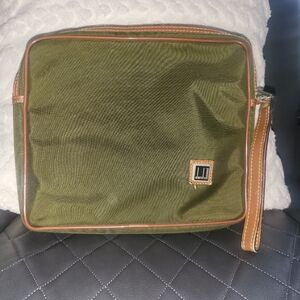 Dunhill Olive and Brown Trim Clutch Bag